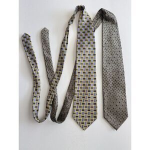 Lot‎ Of 2 Roberto Villini Collezione 100% Silk Tie Geometric Multicolor 60"